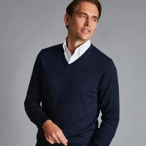 Brooks and Brothers V-Neck Extra Fine Italian Lambswool Long-Sleeve Sweater